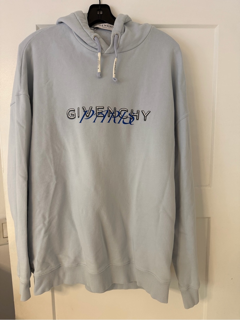 Givenchy Pale Blue Embroidered Logo Hoodie
